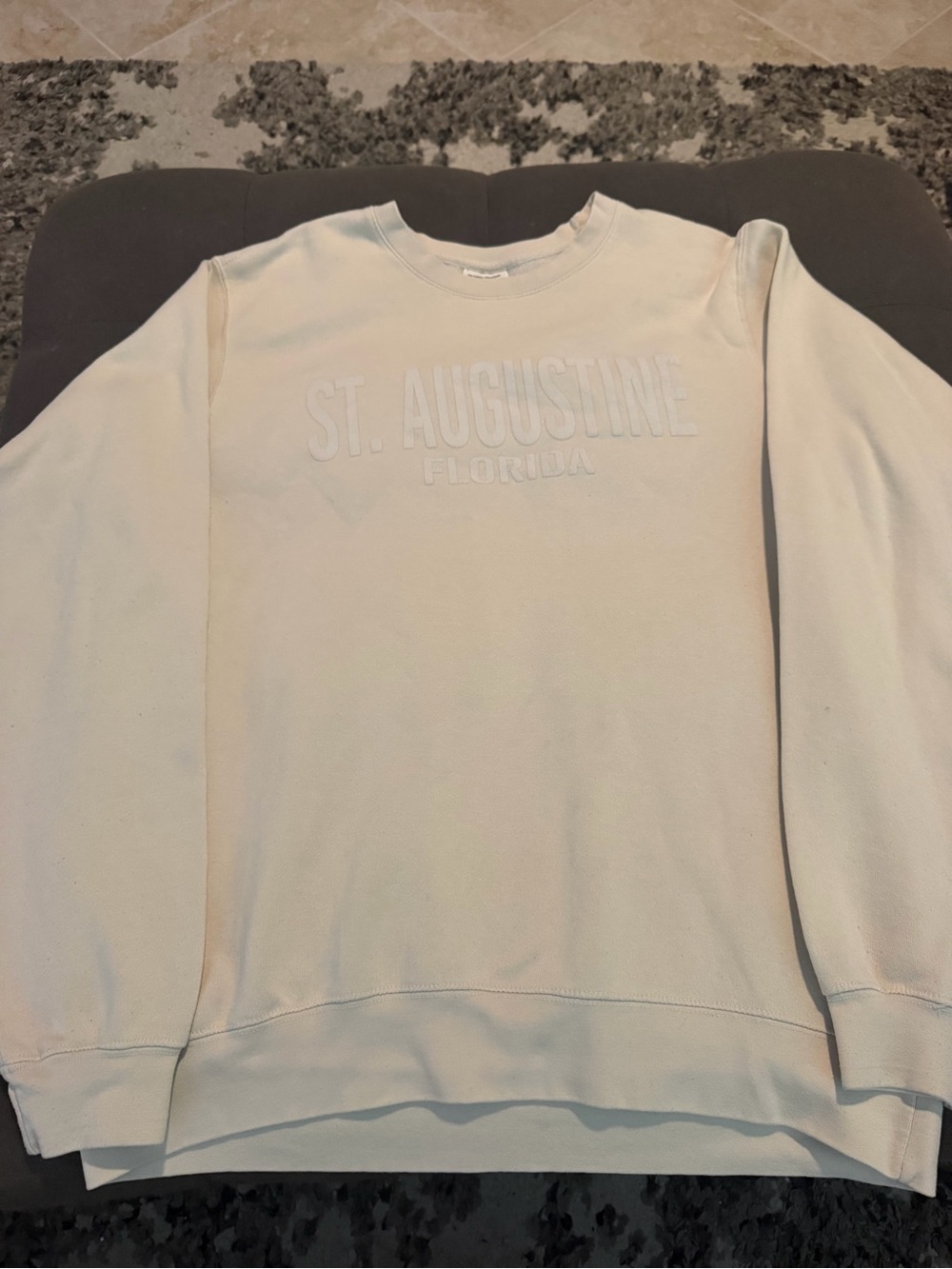 Cream Embroidered 'St. Augustine Florida' Crewneck Sweater